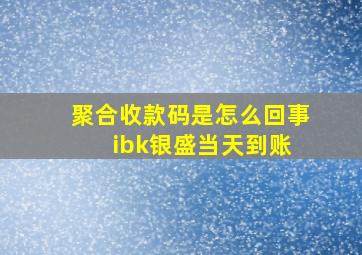 聚合收款码是怎么回事 ibk银盛当天到账